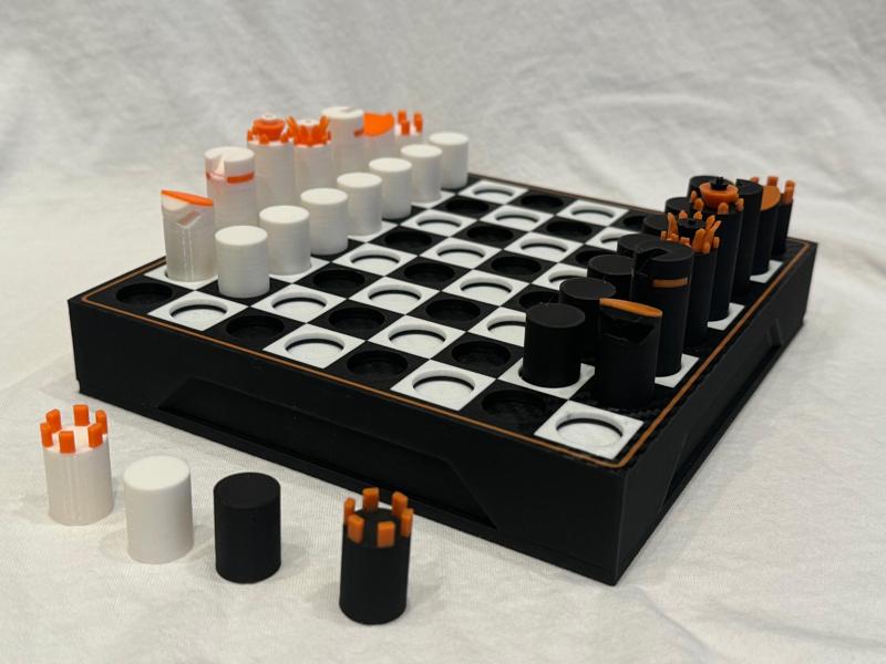 Chess with foldable Chessboard and 2Color Figures