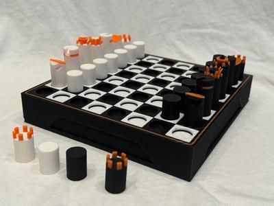 Chess with foldable Chessboard and 2Color Figures
