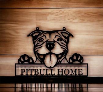 (No Supports) Pitbull Home Line Art Decoration