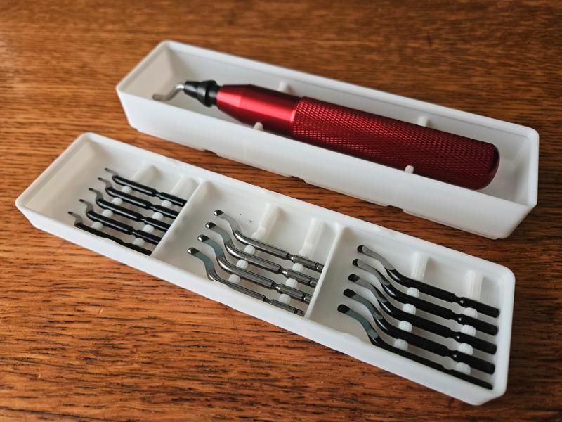 Gridfinity Deburring Tool and Spare Blades Trays