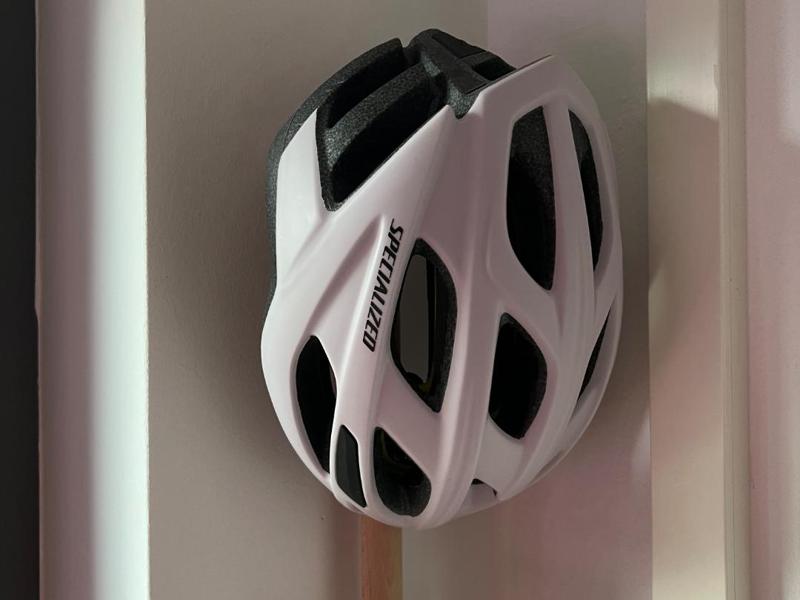 Helmet holder for bike gear rack