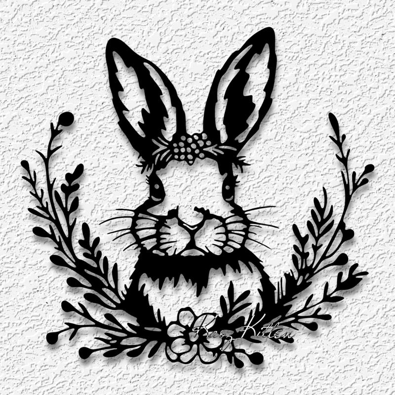 bunny in flowers wall art country home decor