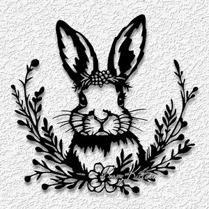 bunny in flowers wall art country home decor