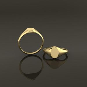 Dainty Thin Signet Ring Vertical Oval Mix Size