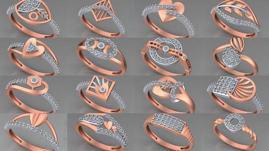 104 Light weight italian diamond ring 3dm stl renders details  3D Model Collection