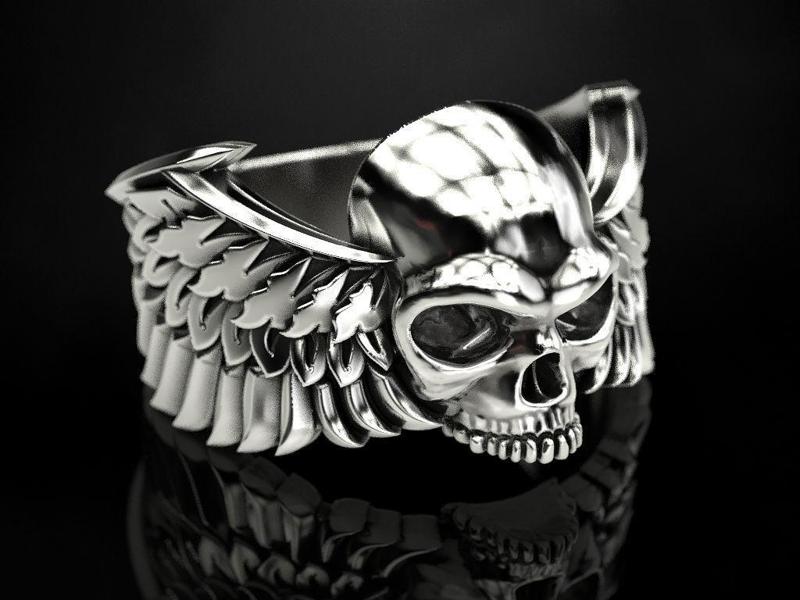 Skull wings ring 2