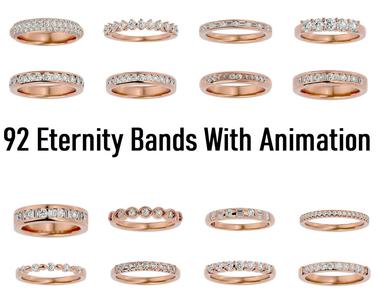 92 Eternity Band Diamond Ring with 360 View animation 3D Model Collection