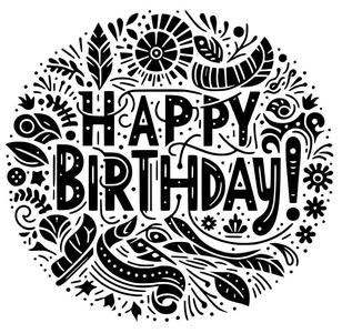 Inscription: Happy birthday! (four colours)