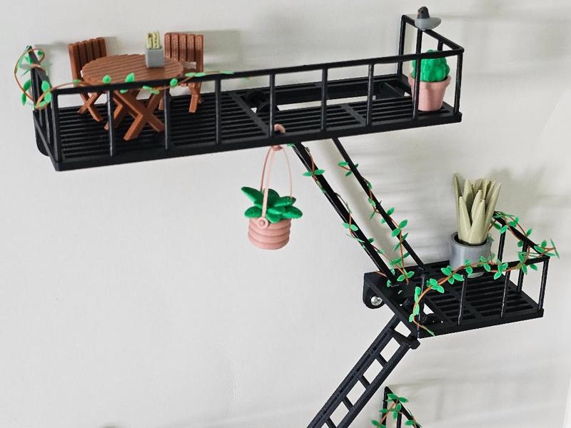 Mini Fire Escape Stairway Shelf Diorama