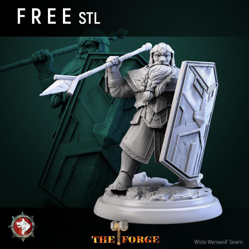 Heavy armored dwarf V6 Free STL pre-supported