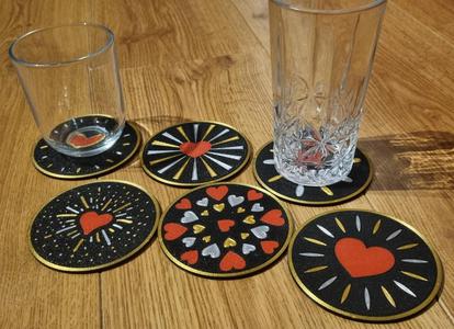Sparkling Valentine Heart Coasters