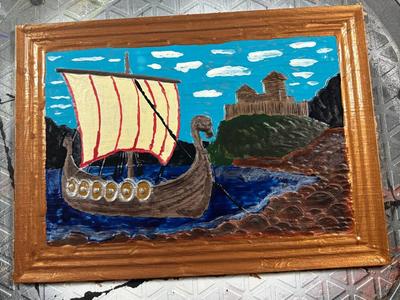 viking ship relief