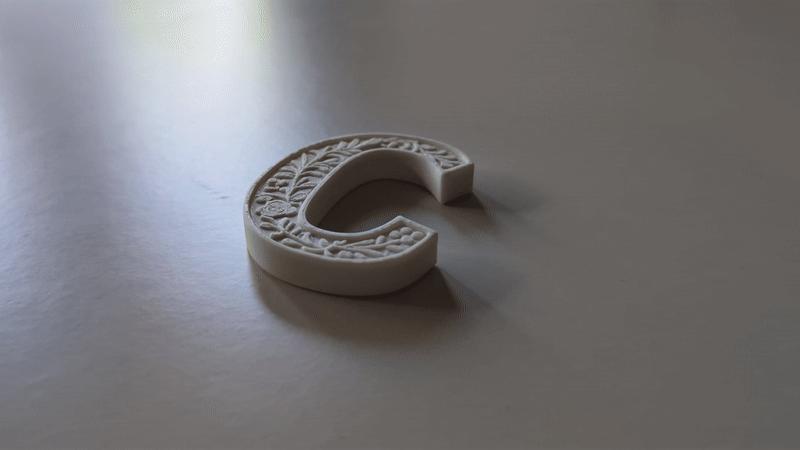 Standing Letter C in a Gypsum Floral Style