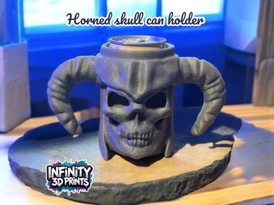 HORNED SKULL CAN HOLDER