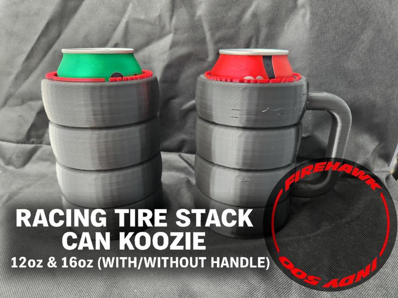 Indy 500 Racing Tire Stack Can Koozie – 12 & 16 oz