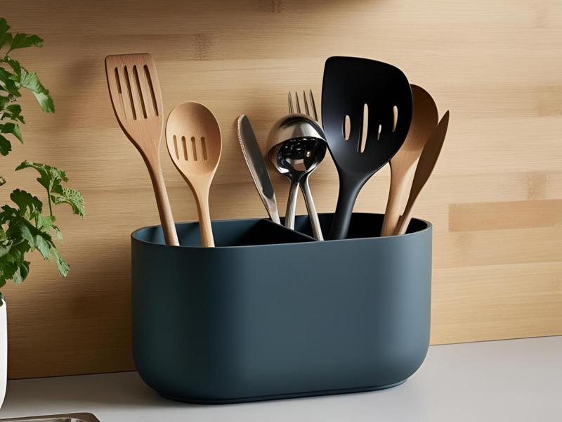 Modern kitchen utensil holder with 2 compartments