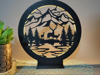 Ring Lamp / Desk Lamp Natural Deer Motif