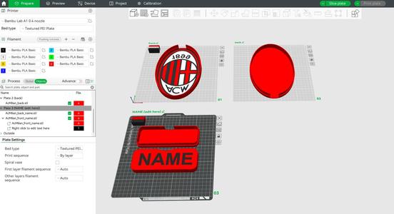 AC Milan Sign - LED strip compatible