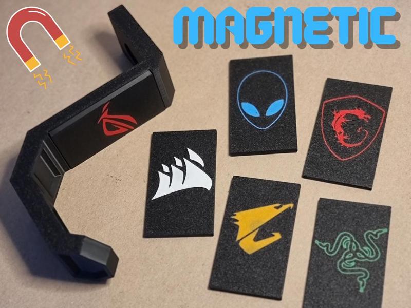 Magnetic Gaming Headset Holder - With Brand Logos!