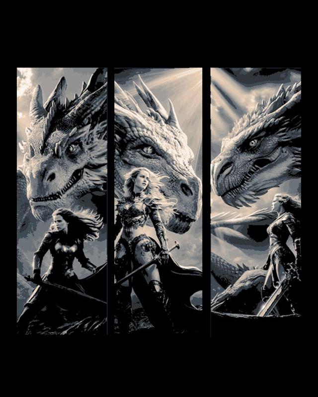 High Fantasy Classic art style depictions of Great Dragons and their Lady Riders - Set of Bookmarks