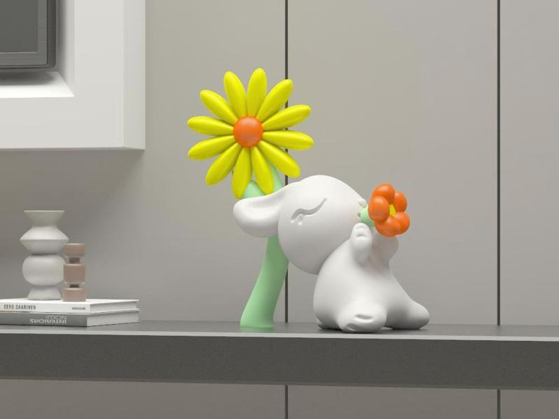 Easter bunny with daisy ornaments