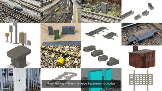 Model Railway - Modern Lineside Equipment 3D Model Collection