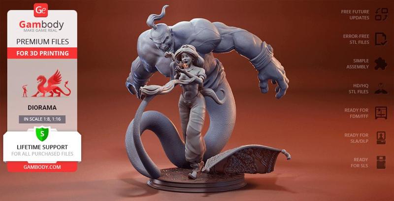 Jasmine & Genie in Diorama STL files for 3D Printing | Assembly Model