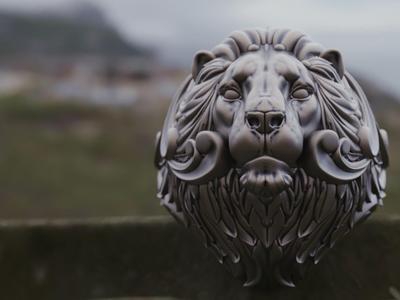 Lion ring Baroque style