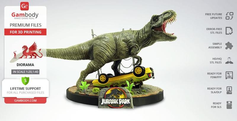 Jurassic Park Diorama STL files for 3D Printing | Assembly Model