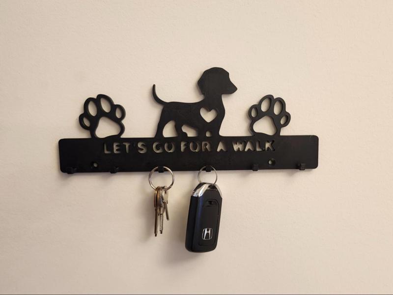 Key holder Let's go for a walk / Dog and paws