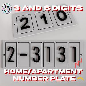 Home Number Plate 3 and 6 digit