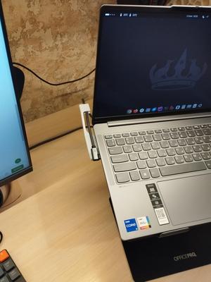 Cable strain relief for laptop stand