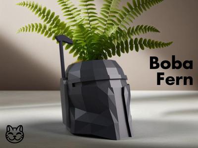 Boba Fern - A Cat Wars Low-Poly Vase Planter