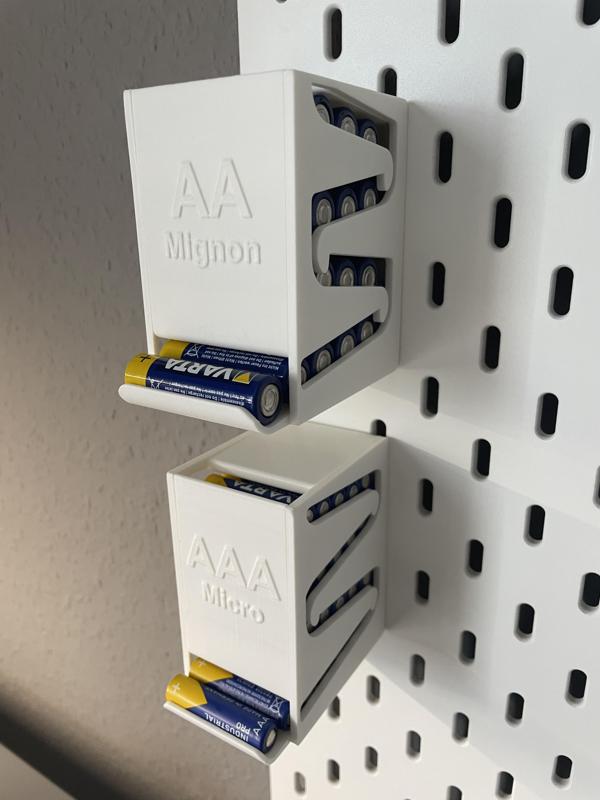 Batterydispenser AA or AAA for Ikea Skadis with T-Nut-System