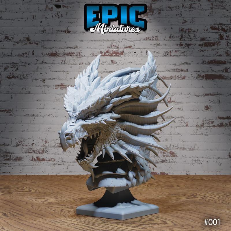 Red Dragon Bust / Drake Decoration / Collectible Monster / Fantasy Figure / Magical Beast Statue / Legendary Draconic Army