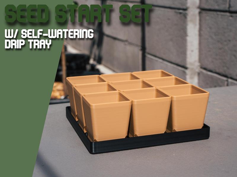 9-Cell Seed Start Set with Self-Watering Drip Tray
