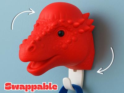 Swappable Dino (Bone Head) Wall Hook