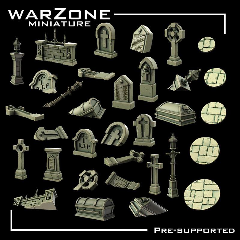 Tombstone graveyard basing bits  (53) - Wargame base add on