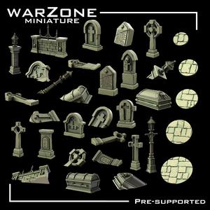 Tombstone graveyard basing bits  (53) - Wargame base add on