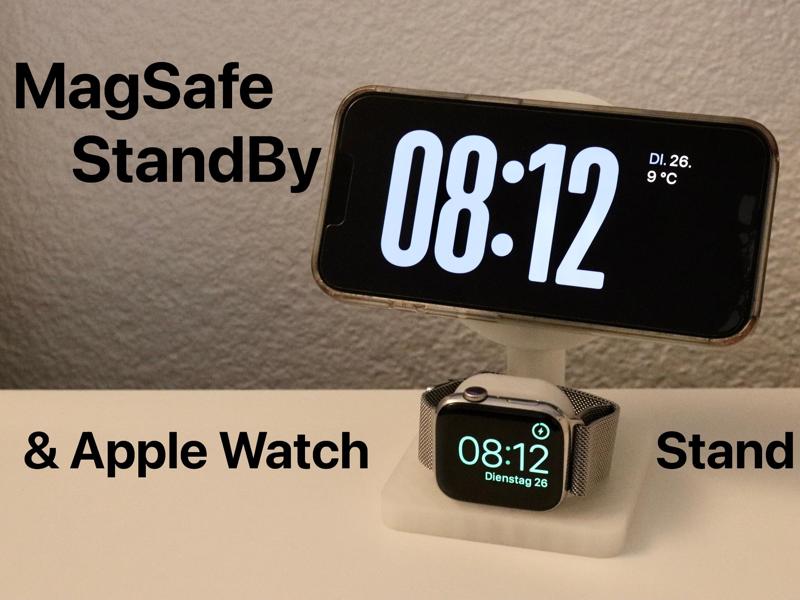 Horizontal MagSafe iPhone & Apple Watch Stand