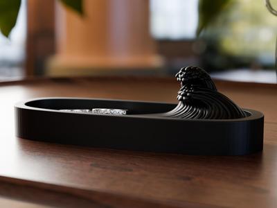 Minimalist Jewelry Dish with Japanese Wave Design