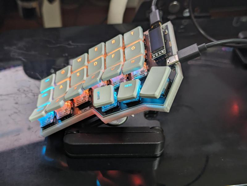 Ergonomic corne keyboard custom case, mount and choc key tilts