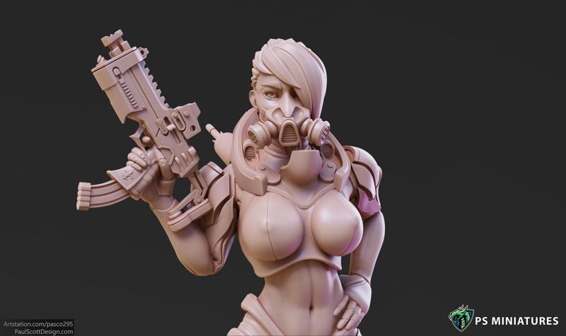 Cyberpunk Mercenary Pose 1 - 4 Variants and Pinup