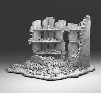 The ruins of the building