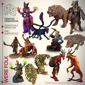 Were Folk - Transforming Creatures - 12 model - PRESUPPORTED - 32mm Scale