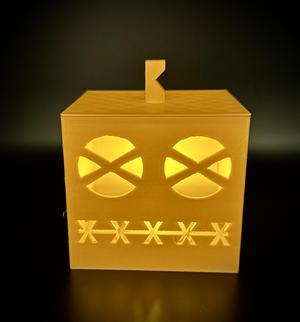 Square Scarecrow with Lid (Squarecrow) Halloween Tealight Lantern Candle