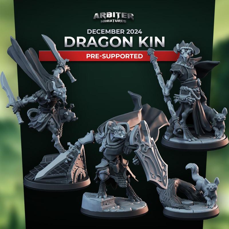Arbiter Miniatures December 2024 Dragon Kin Presupported
