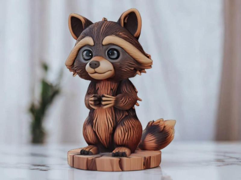 Cute Raccoon - Carved style