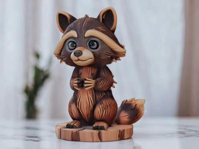Cute Raccoon - Carved style