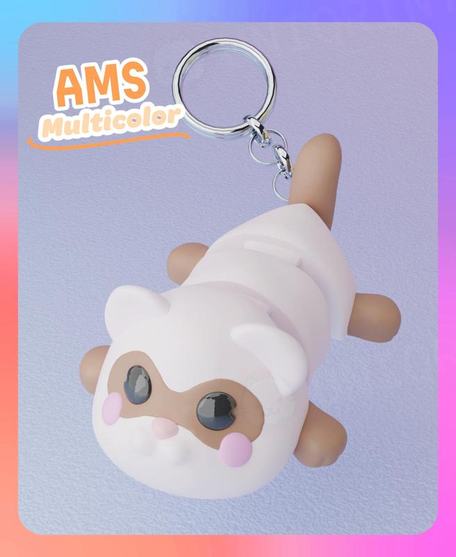 Flexi Ferret Laying Down Keychain (Multicolor)